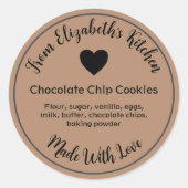 Hausgemachte Backwaren Zutaten Kraft Papier Brown Runder Aufkleber (Vorderseite)