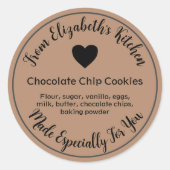 Hausgemachte Backwaren Zutaten Kraft Papier Brown Runder Aufkleber (Vorderseite)