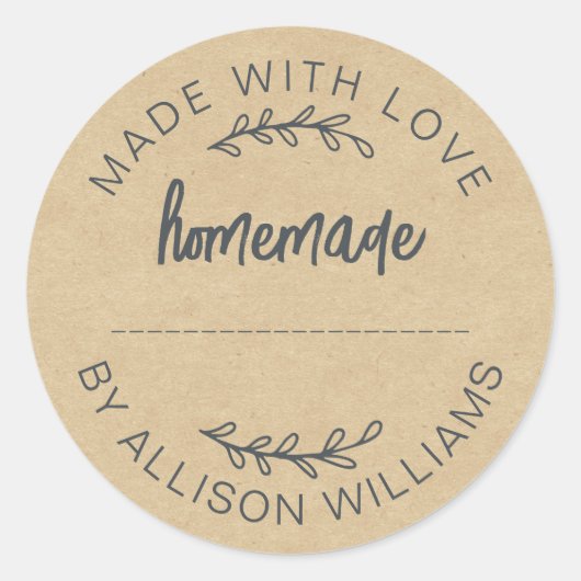 Hausgemachte Baked Goods Marmeladen Kraft Runder Aufkleber (Vorderseite)