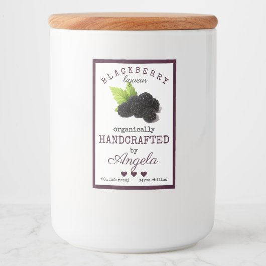 hausgemachte BlackBerry-Likör-Flaschenetikett | Lebensmitteletikett (Vorderseite)