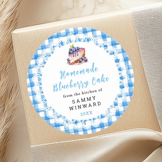 hausgemachte Blueberry Cake Food Label Runder Aufkleber