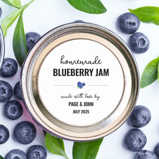 hausgemachte Blueberry Jam Jar Label Runder Aufkleber