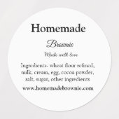 Hausgemachte Brwonie mit Liebe ergänzen Text-Websi Etiketten (Design 1)