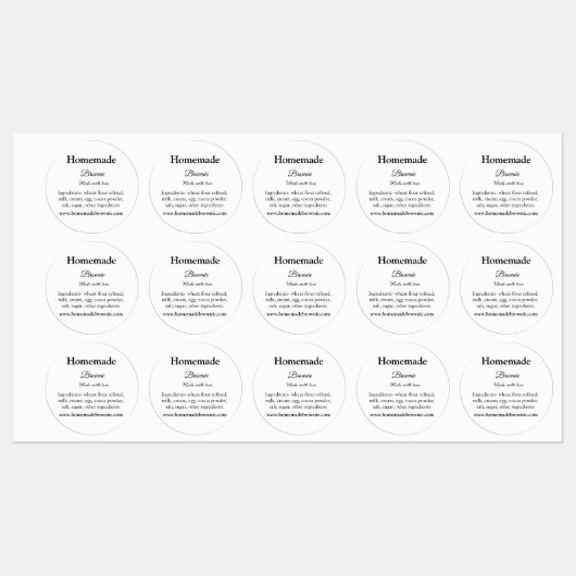 Hausgemachte Brwonie mit Liebe ergänzen Text-Websi Etiketten (Blatt)