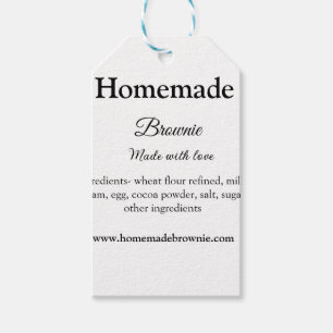 Hausgemachte Brwonie mit Liebe ergänzen Text-Websi Geschenkanhänger