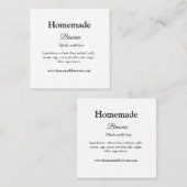 Hausgemachte Brwonie mit Liebe ergänzen Text-Websi Quadratische Visitenkarte (Vorne/Hinten)