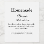 Hausgemachte Brwonie mit Liebe ergänzen Text-Websi Weinetikett (Einzelnes Label)