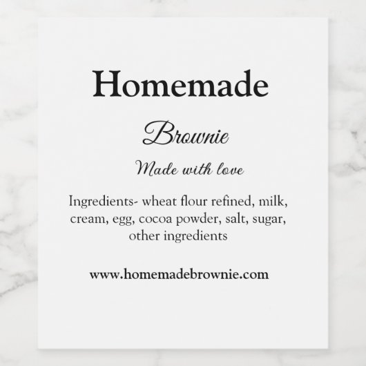 Hausgemachte Brwonie mit Liebe ergänzen Text-Websi Weinetikett (Einzelnes Label)