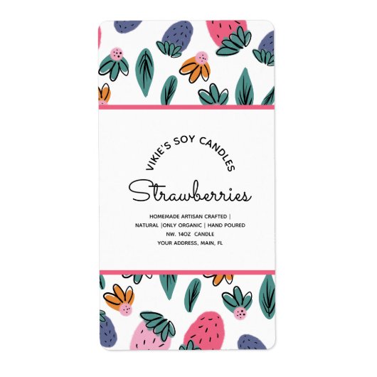 Hausgemachte Candles Business Erdbeeren Muster (Vorne)