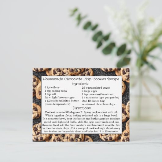 Hausgemachte Chocolate Chip Cookies Rezept Card Postkarte (Stehend Vorderseite)