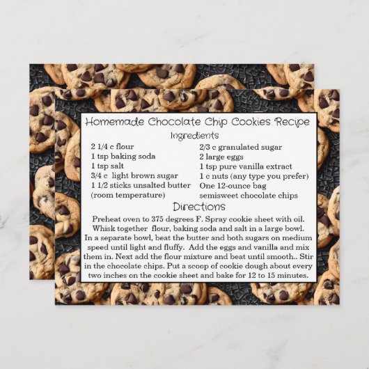 Hausgemachte Chocolate Chip Cookies Rezept Card Postkarte (Vorne/Hinten)