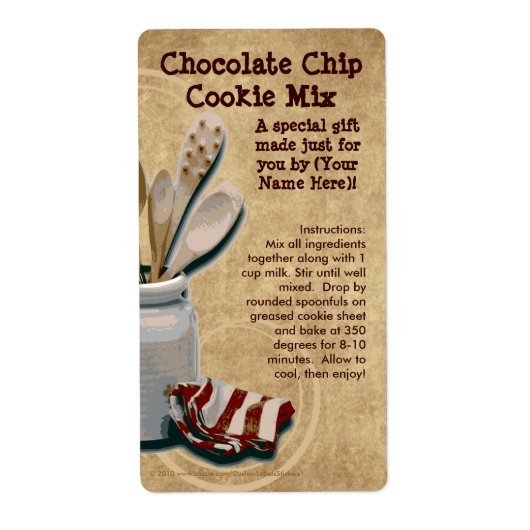 Hausgemachte Cookie Mix Geschenk Jar Labels, Perso (Vorne)