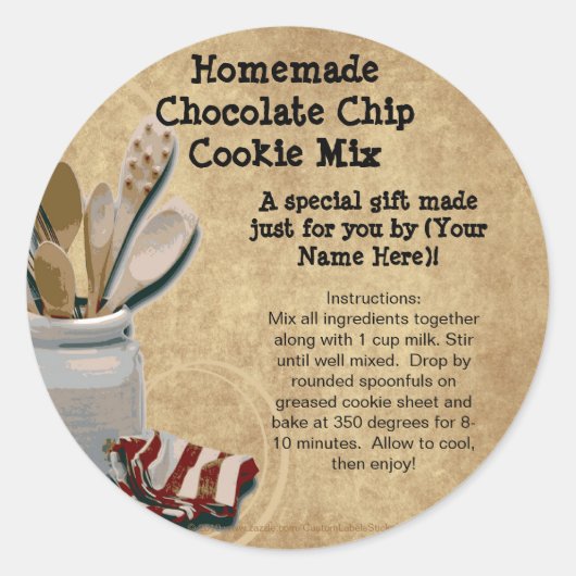 Hausgemachte Cookie Mix Geschenk Jar Labels, Perso Runder Aufkleber (Vorderseite)