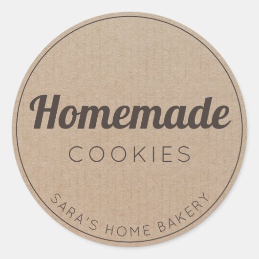 Hausgemachte Cookies Vintages einfaches Kraftpapie Runder Aufkleber (Vorderseite)