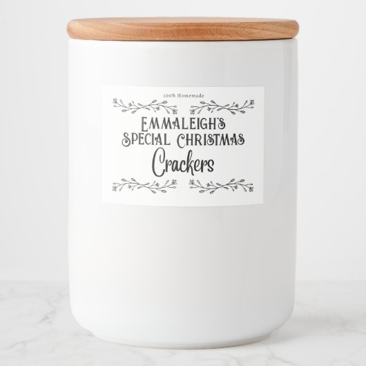 Hausgemachte Cracker ästhetisches White Food Label Lebensmitteletikett (Vorderseite)