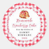Hausgemachte Cranberry Cake Food Label Runder Aufkleber (Vorderseite)
