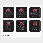 Hausgemachte Cranberry Jam Square Label Black Quadratischer Aufkleber (Blatt)