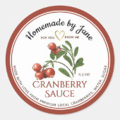 Hausgemachte CRANBERRY Sauce Red Border Gold Herz Runder Aufkleber (Vorderseite)