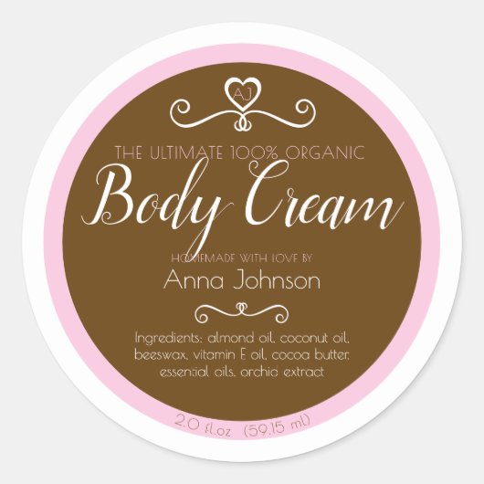 Hausgemachte Creme-Zutaten pinkfarben, weiß Runder Aufkleber (Vorderseite)