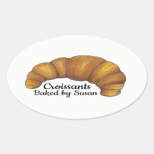 Hausgemachte Croissants, gebacken von Personalisie Ovaler Aufkleber