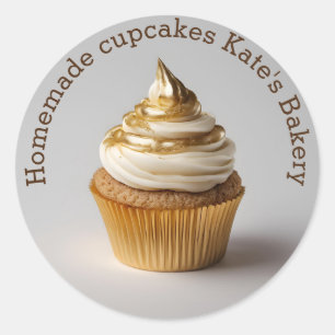 Hausgemachte Cupcakes Gold Beige Rundaufkleber Runder Aufkleber