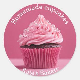 Hausgemachte Cupcakes Paste Pink Round Aufkleber