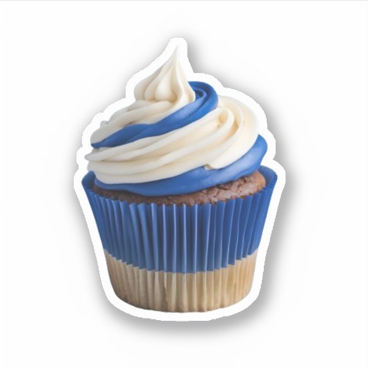 Hausgemachte Cupcakes White Blue Aufkleber (Vorderseite)