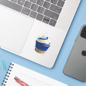 Hausgemachte Cupcakes White Blue Aufkleber (Laptop mit iPhone)