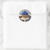 Hausgemachte Cupcakes White Blue Round Aufkleber (Tasche)