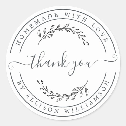 hausgemachte Danke, Foliage Runder Aufkleber (Vorderseite)