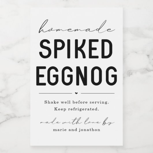 hausgemachte Eggnog Flasche Weinetikett (Einzelnes Label)