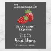 Hausgemachte Erdbeere Liköre Ihr Name Chalk Art Weinetikett (Einzelnes Label)
