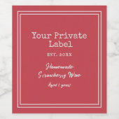 Hausgemachte Erdbeeren Weinetikett (Einzelnes Label)