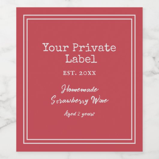 Hausgemachte Erdbeeren Weinetikett (Einzelnes Label)
