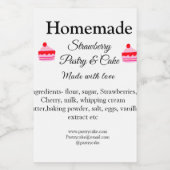 hausgemachte Erdbeerkuchen aus Liebe tex Lebensmitteletikett (Einzelnes Label)