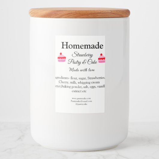 hausgemachte Erdbeerkuchen aus Liebe tex Lebensmitteletikett (Vorderseite)