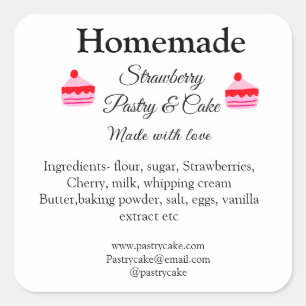 hausgemachte Erdbeerkuchen aus Liebe tex Quadratischer Aufkleber