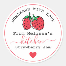 Hausgemachte Erdbeermarmelade aus der Küche von Runder Aufkleber