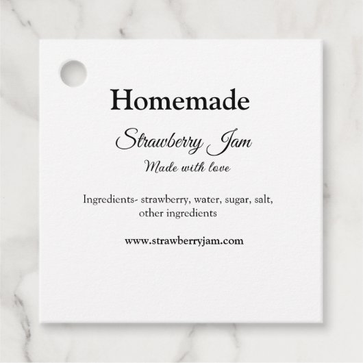 Hausgemachte Erdbeermarmelade aus Liebe fügen Text Geschenkanhänger (Vorderseite)