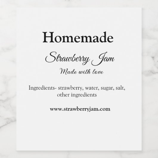 Hausgemachte Erdbeermarmelade aus Liebe fügen Text Weinetikett (Einzelnes Label)