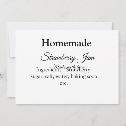Hausgemachte Erdbeermarmelade mit Liebe fügen Text Einladung (Rückseite)