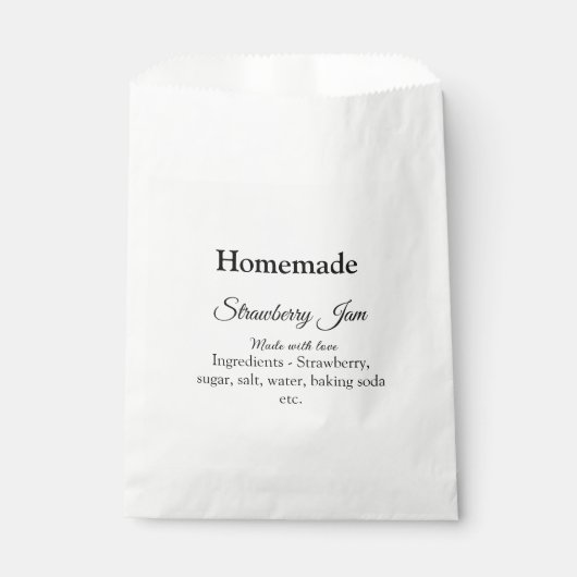 Hausgemachte Erdbeermarmelade mit Liebe fügen Text Geschenktütchen (Vorderseite)