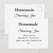 Hausgemachte Erdbeermarmelade mit Liebe fügen Text Postkarte (Vorne/Hinten)