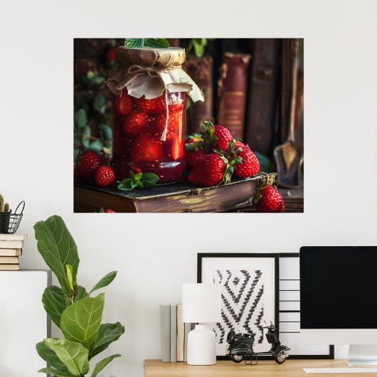 Hausgemachte Erdbeermarmelade Poster (Heimbüro)