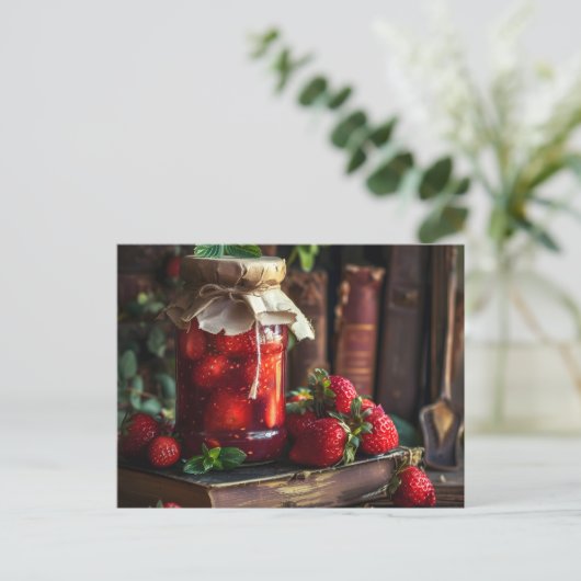 Hausgemachte Erdbeermarmelade Postkarte (Stehend Vorderseite)
