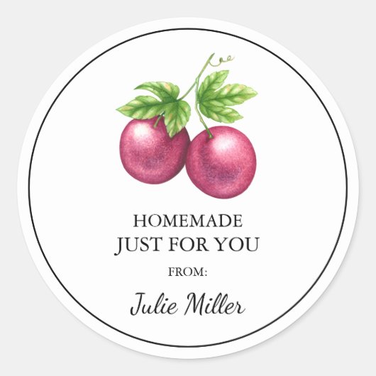 Hausgemachte Fruchtmarke für Sie Runder Aufkleber (Vorderseite)