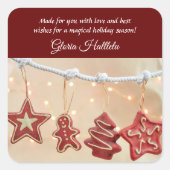 Hausgemachte Gingerbrot Weihnachtskleber Quadratischer Aufkleber (Vorderseite)