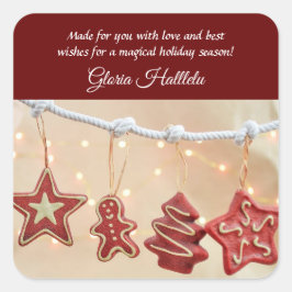 Hausgemachte Gingerbrot Weihnachtskleber Quadratischer Aufkleber