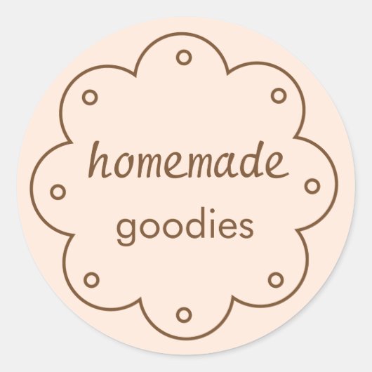 Hausgemachte Goodies mit Scallope-Edge Circle Runder Aufkleber (Vorderseite)