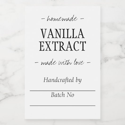 Hausgemachte handgefertigte Vanilla Extrahieren Fl Lebensmitteletikett (Einzelnes Label)